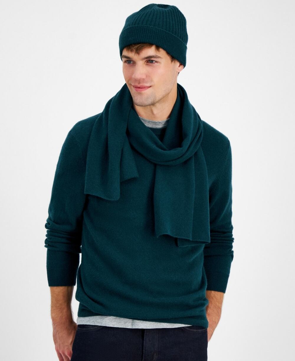 Club Room Men's Cashmere Sweater Gift Set, Holly Green Medium $299
